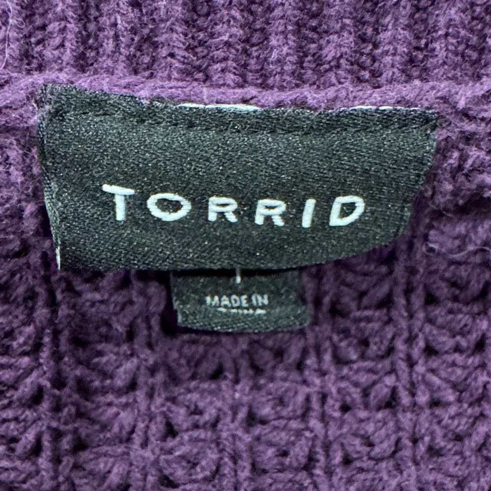 Torrid Women's Deep Purple V-Neck Sweater - Picture 4 of 6